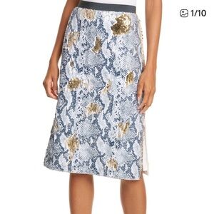Ted Baker Sequin Snakeskin Print Midi Skirt, US size 6/Ted size 2
